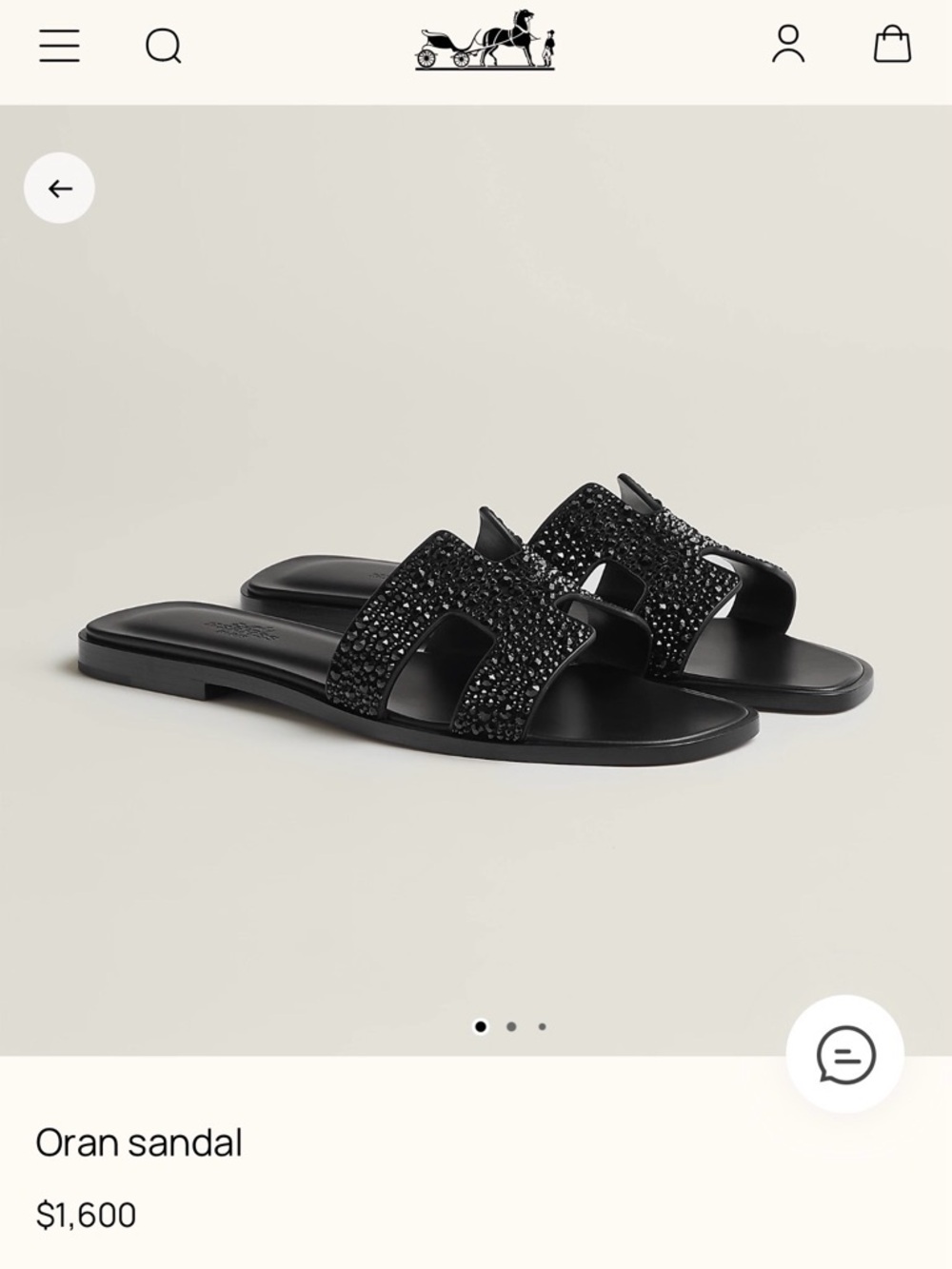 Authentic NWT Hermes Black Crystal Oran Slide Sandals - Women